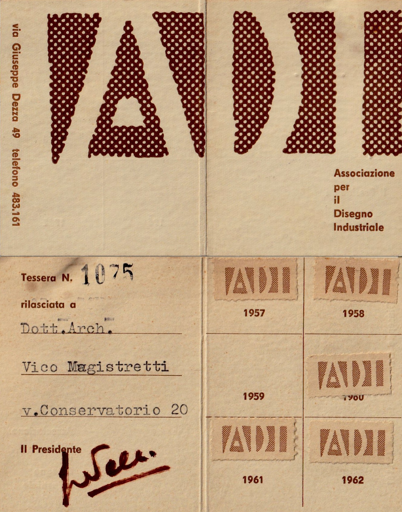 Tessera ADI di Vico Magistretti